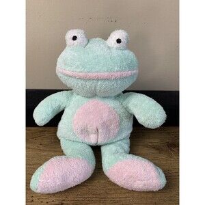 Ty Pluffies Grins the Frog Plush Soft Floppy Mint Green Pink Stuffed Toy 2002